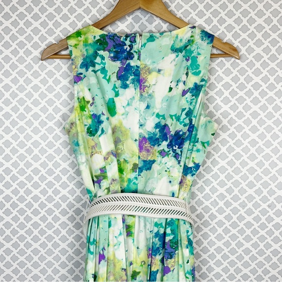 EUC Calvin Klein Floral Fit & Flare Dress with Belt - Picture 6 of 9
